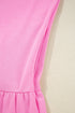 Contrast Striped Collar Patchwork Puff Sleeve Ruffle Hem Mini Dress